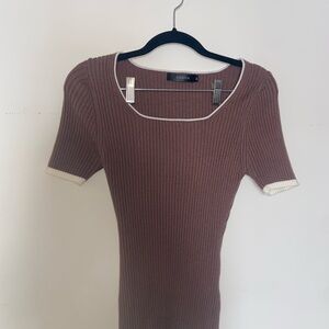 Zesica Women's Ribbed Knit Top - Brown